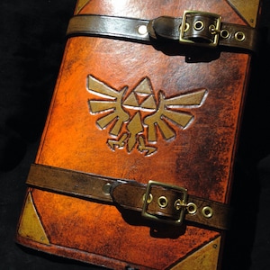 Leather Zelda Triforce journal cover day planner book cover image 1