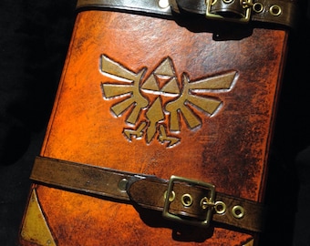 Leather Zelda Triforce journal cover - day planner - book cover