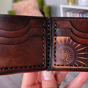 Leather space wallet, saturn planet wallet, handmade celestial minimalist wallet image 7