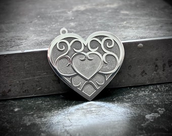 Silver heart pendant made using .925 sterling silver sheet. A beautiful heart shaped silver pendant - you’ll always have a piece of my heart