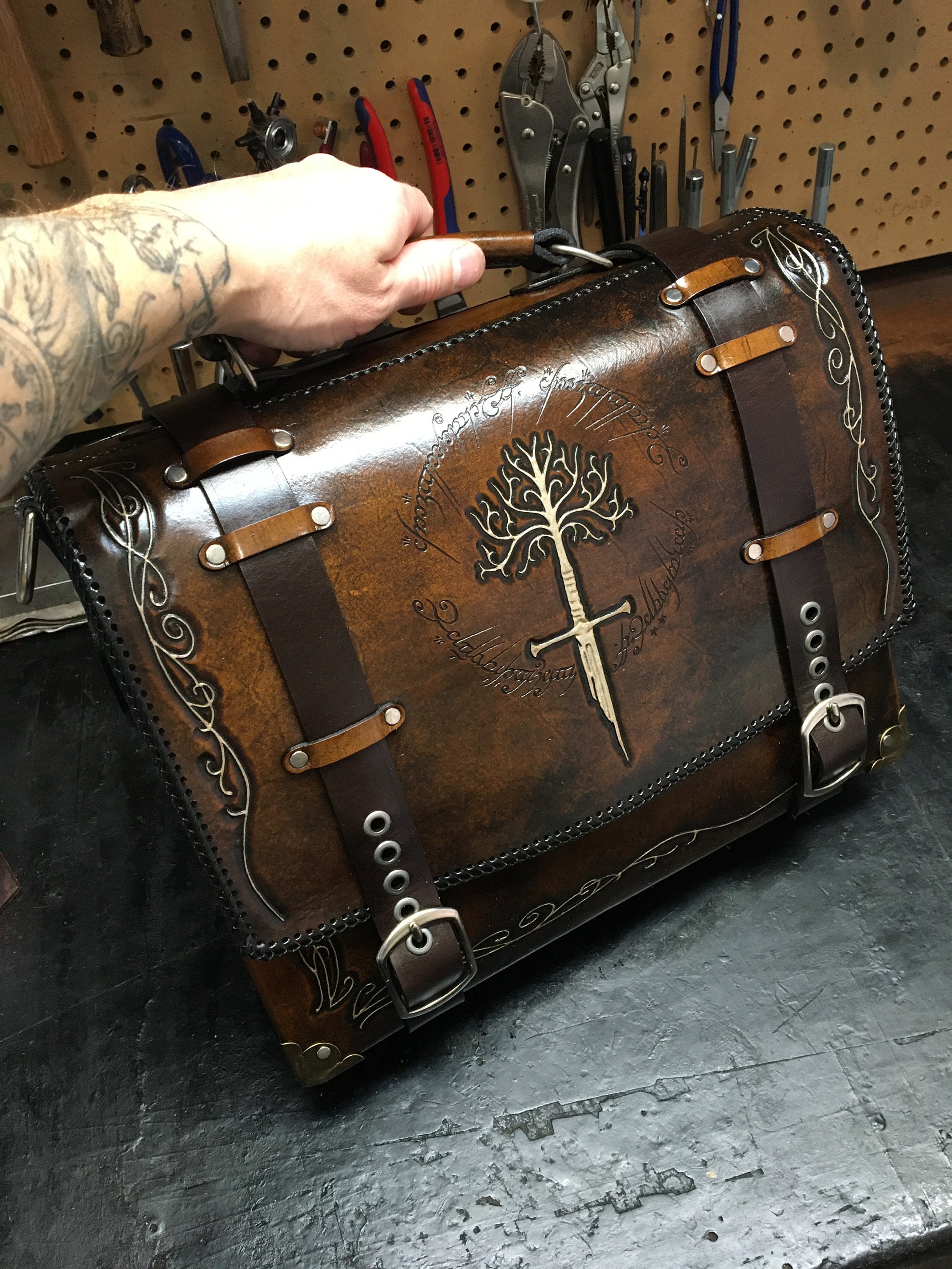 Original Leather Handmade 22 inch Rolling Backpack Bag for Men Women |  chuffeddeal