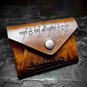 Leder Herr der Ringe Münztasche mit Baum von Gondor Gemeinschaft Nicht alle, die wandern, sind verloren