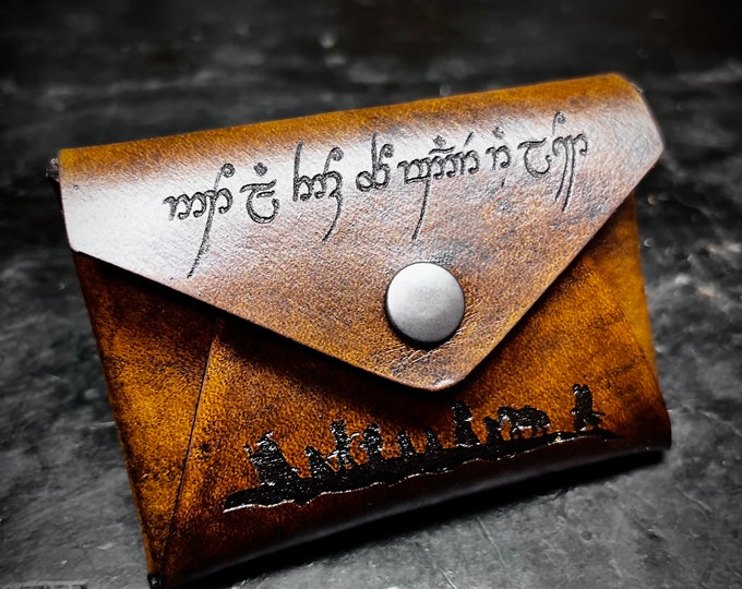 Leather LOTR coin pouch with Tree of Gondor fellowship not all those who wander are lost