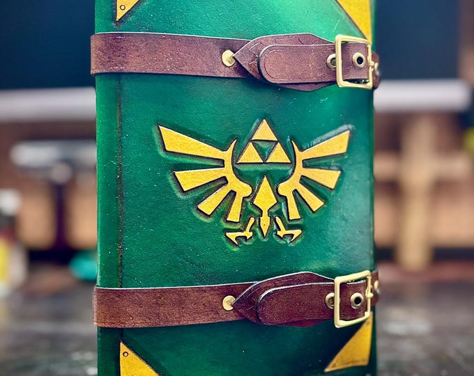 Zelda triforce leather book cover reusable cover for journals, sketch books, book collections