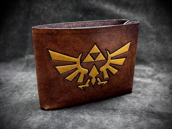 Cartera de cuero Zelda Triforce Hyrule Cartera de jugador de cuero marron Etsy Espana