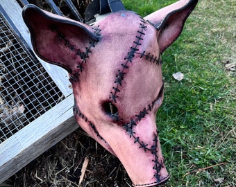 Leather pig mask - Creepy leatherface mask - horror mask  - scary mask that will surely creep anyone out