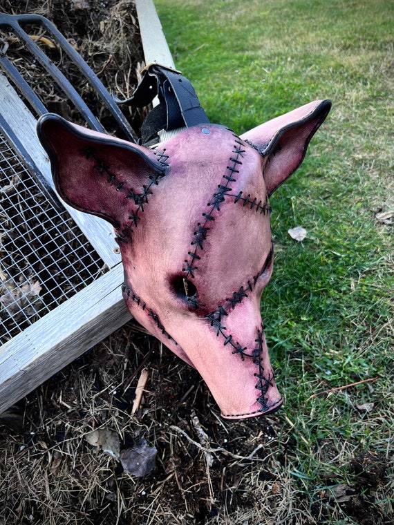 Creepy Leather Pig Mask: Horror Costume, Handmade Cowhide - Etsy