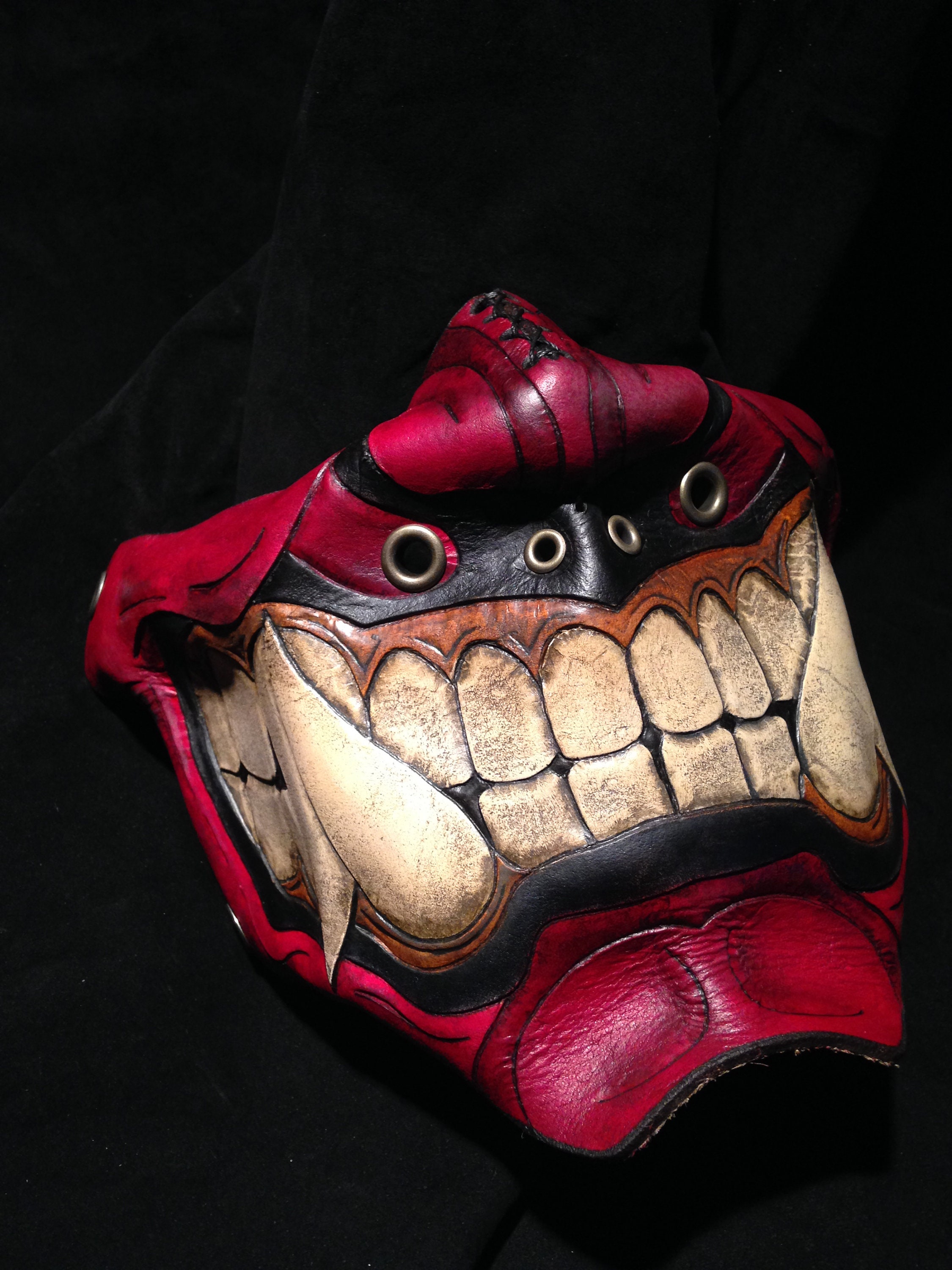 Leather Oni Kabuki mask PDF Template - Digital Leather Pattern Leather Oni Kabuki mask PDF Template - Digital Leather Pattern