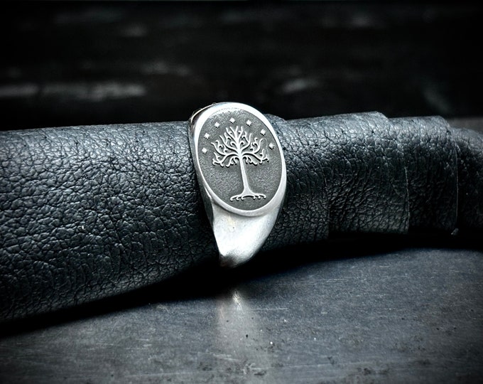 Sterling silver Signet ring with the white tree of Gondor