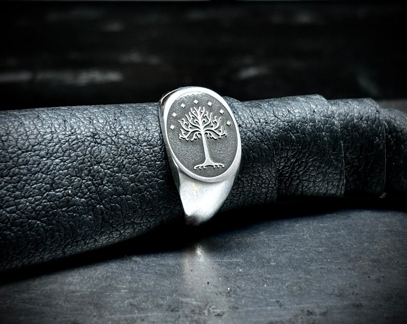Sterling silver Signet ring with the white tree of Gondor image 1