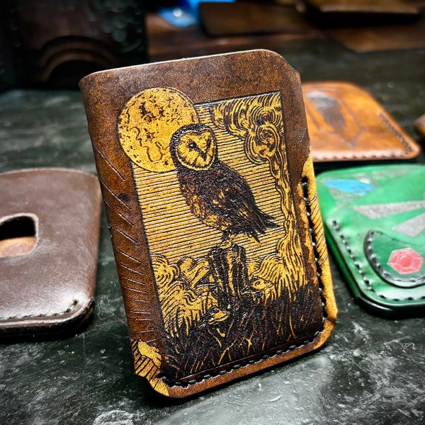 Owl personalized men wallet custom gift for men animal pattern leather men wallet anniversary gifts Christmas gift idea