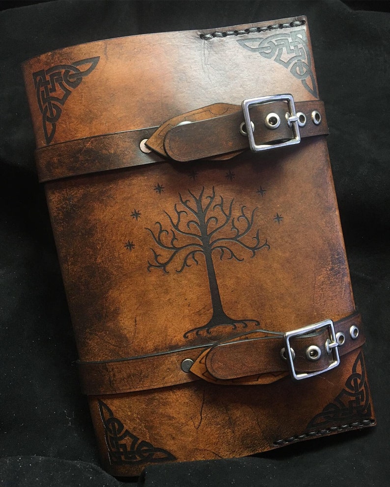 Leather Lord of The rings Tree of Gondor journal day planner book cover image 8