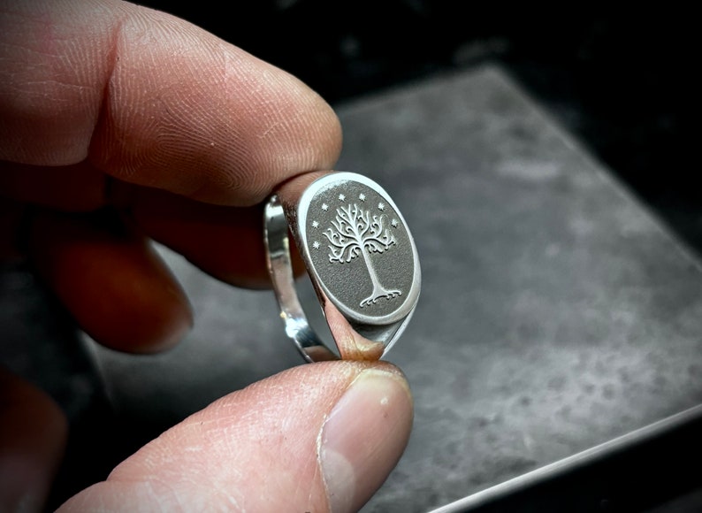 Sterling silver Signet ring with the white tree of Gondor image 2