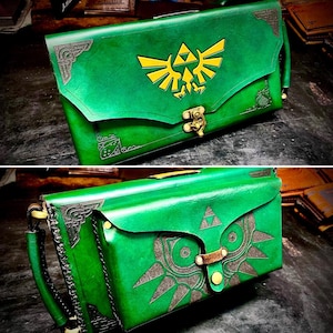 Leather Nintendo Switch Case Leather Zelda themed Nintendo Switch carrying case image 9