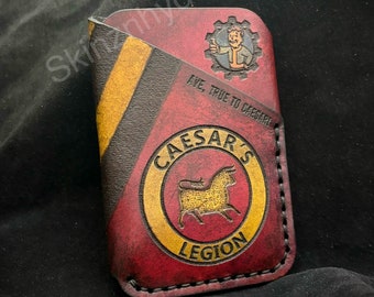 Cartera minimalista de cuero de la facción de la Legión de César, ideal como regalo para hombre.