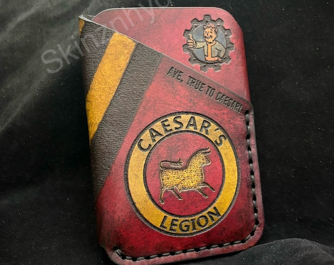 Caesars legion faction leather wallet minimalist wallet for mens gift idea