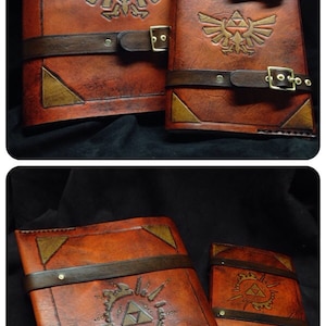 Leather Zelda Triforce journal cover day planner book cover image 2