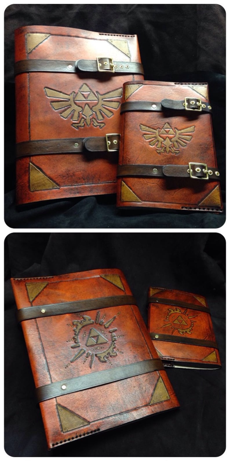 Leather Zelda Triforce journal cover day planner book cover image 2