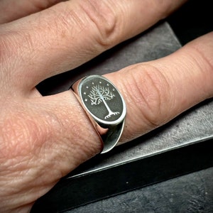 Sterling silver Signet ring with the white tree of Gondor image 3