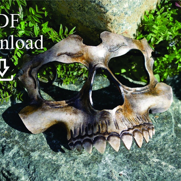 Leather upper skull mask PDF Template  - Digital Leather Pattern