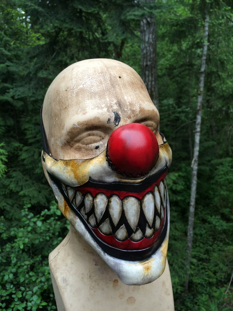 Leather sharp tooth clown mask image 2