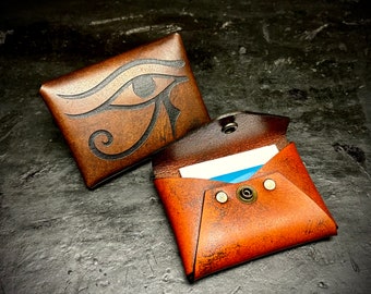 Dieu égyptien Eye of Ra porte-cartes minimaliste étui de transport pour homme cadeau femme idée cadeau