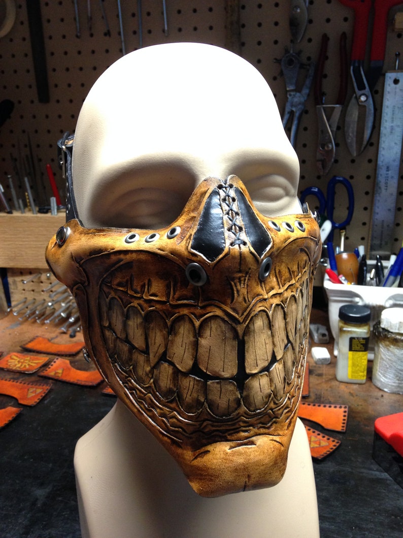 Leather Skull half mask PDF Template Digital Leather Pattern Skull half mask image 8