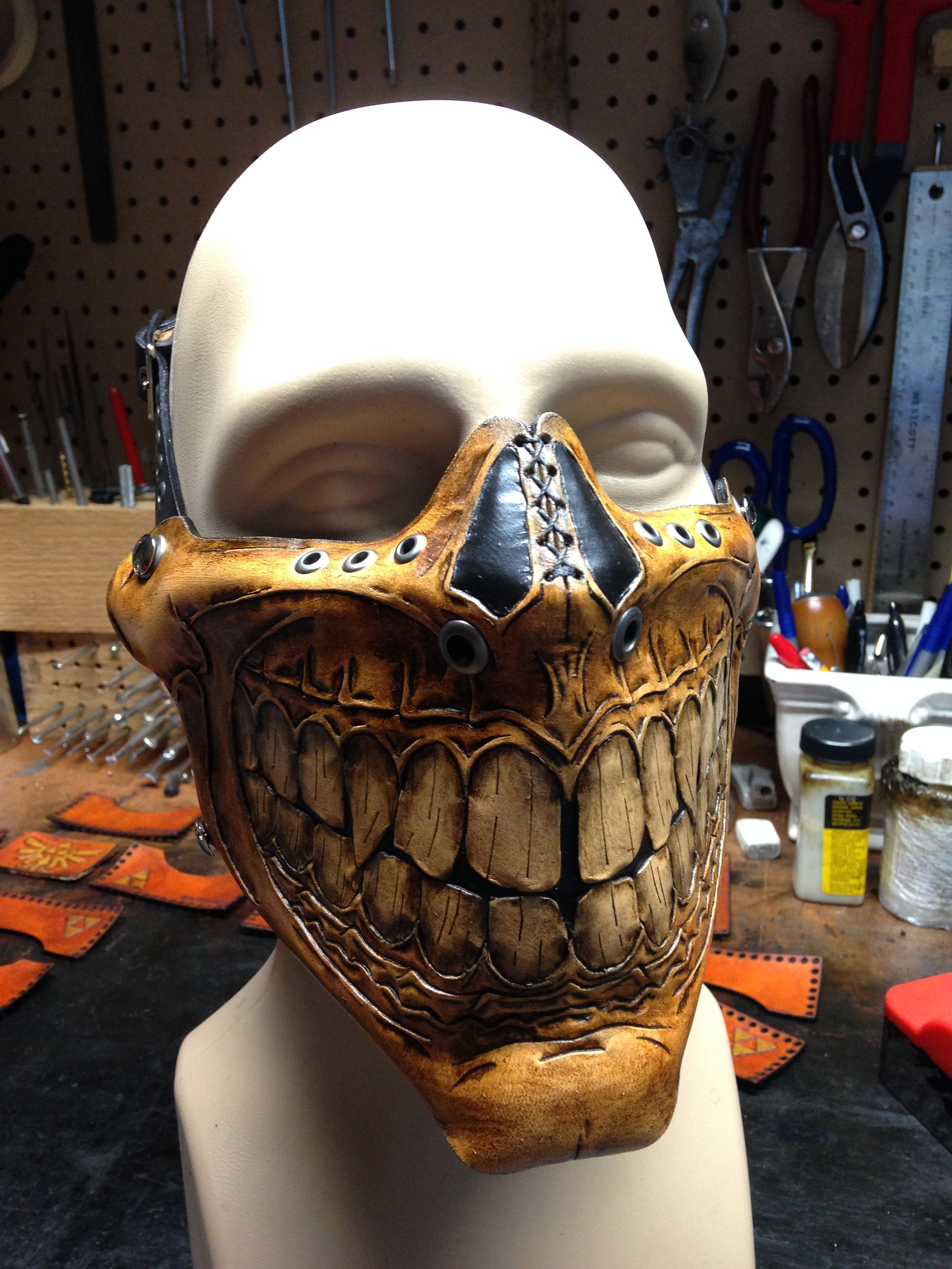 se tv Fortæl mig stribet Leather Skull half mask PDF Template - Digital Leather Pattern - Skull half  mask