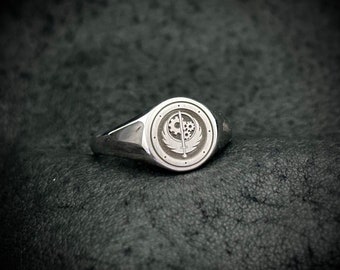 Ad Victoriam Sterling silver Brotherhood of steel Signet ring for the loyalty of the brotherhood of the wasteland
