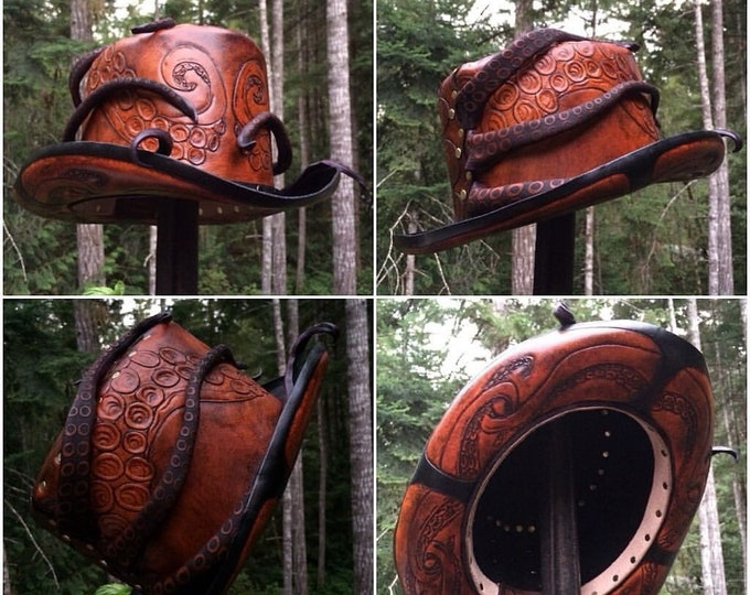 Leather steampunk Octopus Top hat