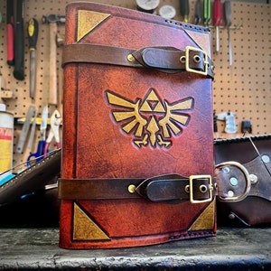 Leather Zelda Triforce journal cover day planner book cover image 6