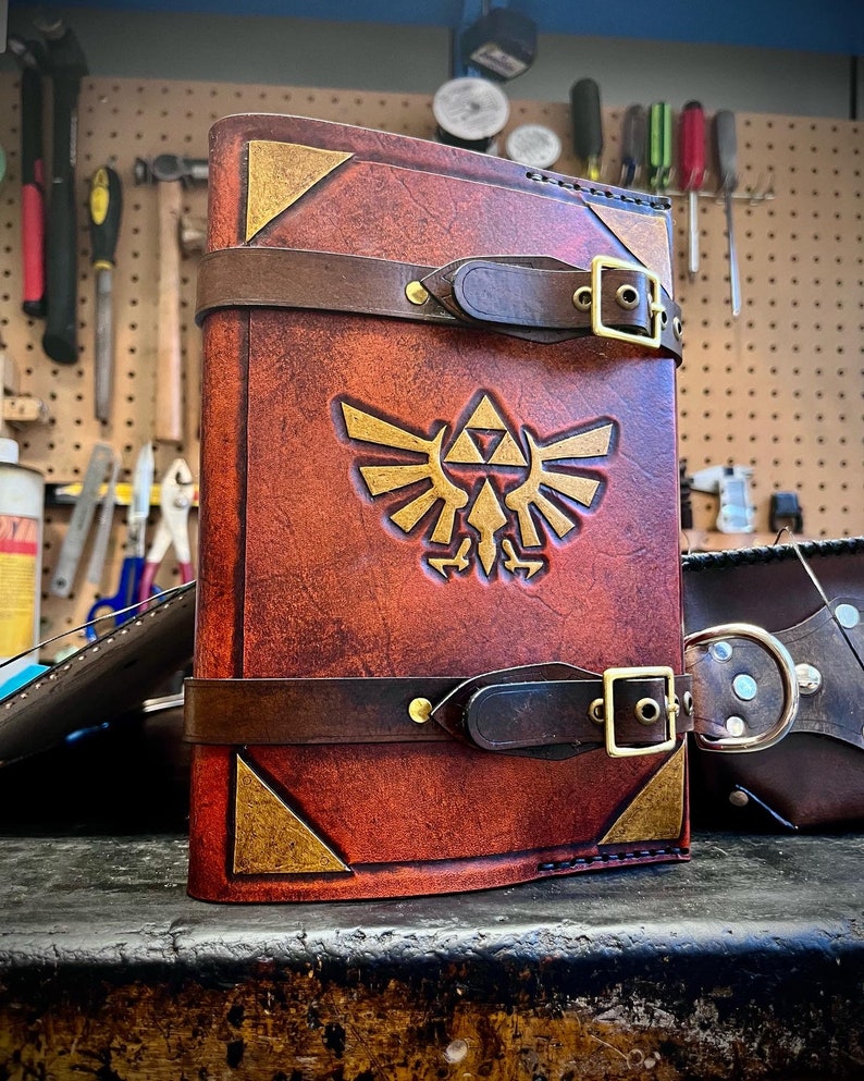 Leather Zelda Triforce journal cover day planner book cover image 6