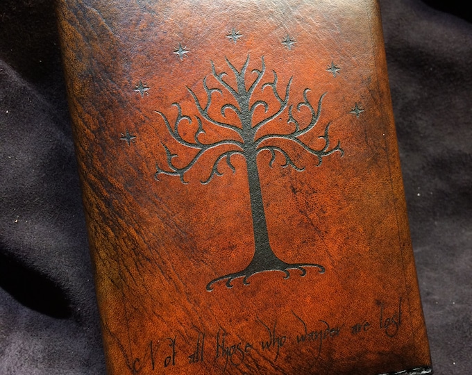 Leather Lord of the rings passport wallet cover White Tree of Gondor