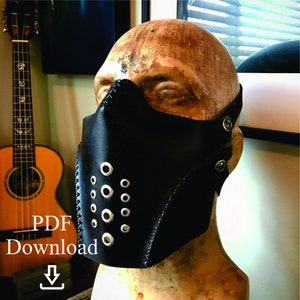 Leather breather mask PDF pattern Template  - Digital Leather Pattern - Skull half mask