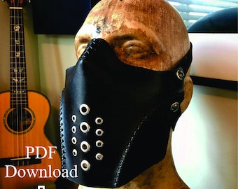 Leather breather mask PDF pattern Template  - Digital Leather Pattern - Skull half mask