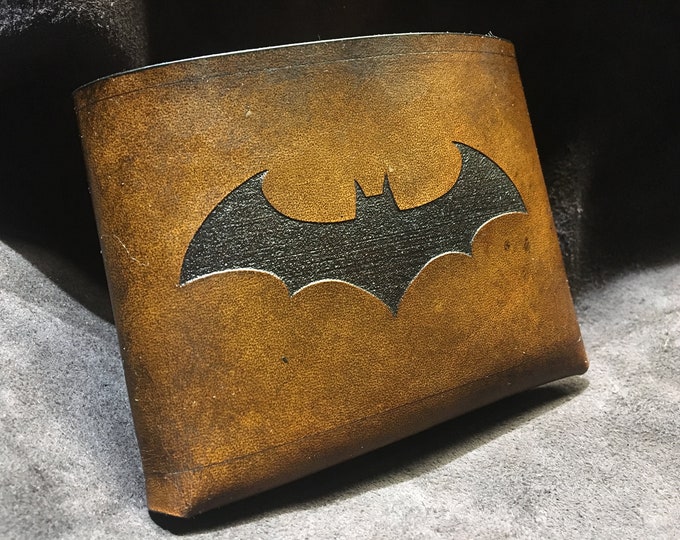 Leather batman Wallet, hush batman, brown leather wallet, brown batman wallet