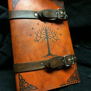 Leather Lord of The rings Tree of Gondor journal day planner book cover image 3