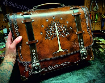 Tree of Gondor Lord of the rings leather messenger  bag - satchel - briefcase - laptop bag