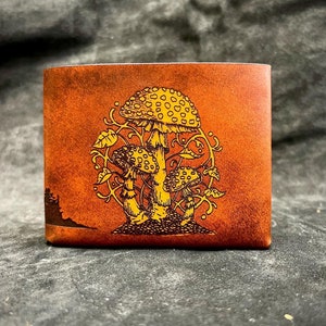 Portemonnaie aus Leder mit Mushroom Designs