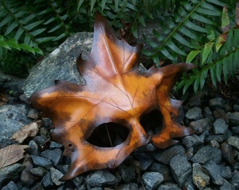 Yellow  Leather Maple Leaf Mask