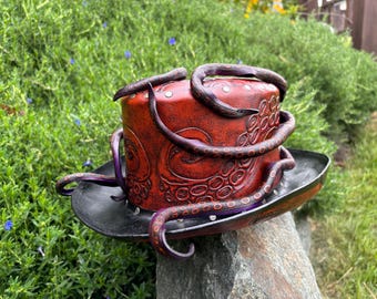Leather steampunk Octopus Top hat