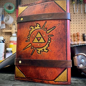 Leather Zelda Triforce journal cover day planner book cover image 7