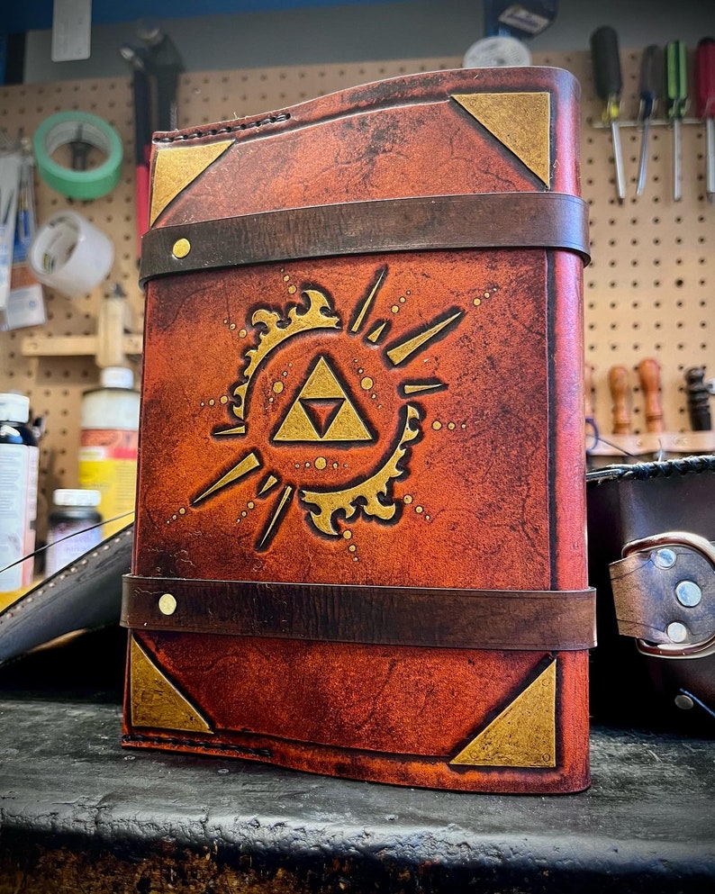 Leather Zelda Triforce journal cover day planner book cover image 7