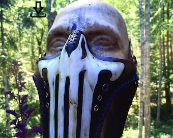 Leather skull mask PDF Template  - Digital Leather half mask Pattern