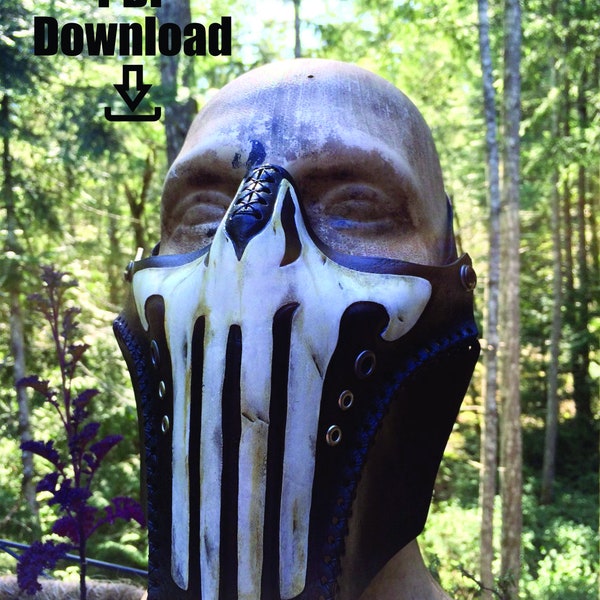 Leather skull mask PDF Template  - Digital Leather half mask Pattern