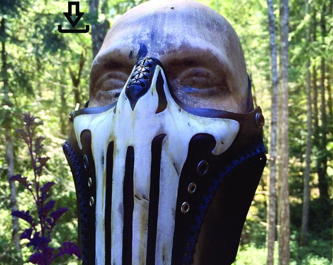 Leather skull mask PDF Template  - Digital Leather half mask Pattern