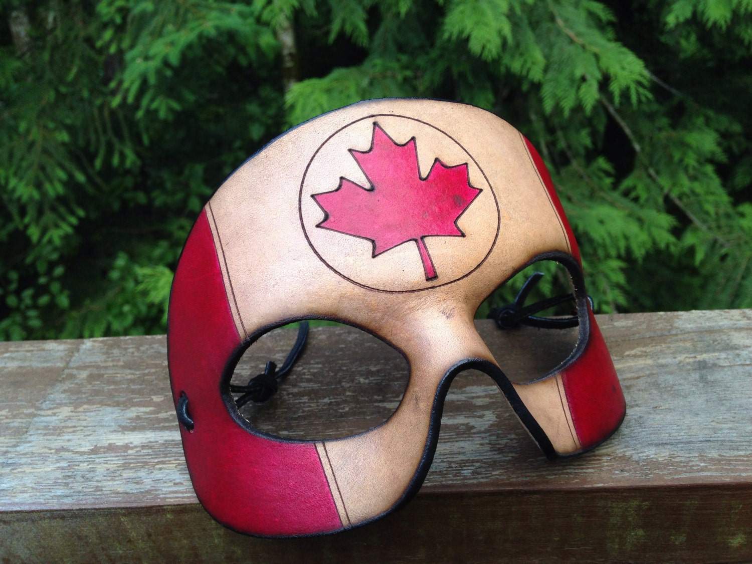 Captain Canada leather mask Canadian handmade half mask Capt Etsy