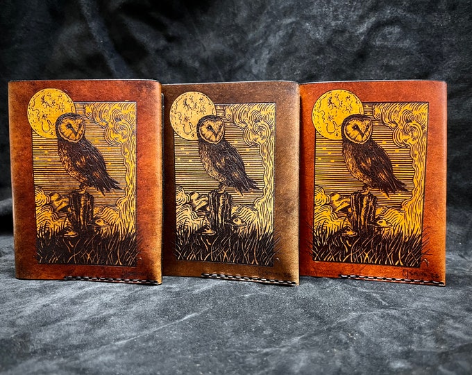 Leather owl passport cover - leather bird Travel passport case - leather passport wallet - handmade Owl wallet