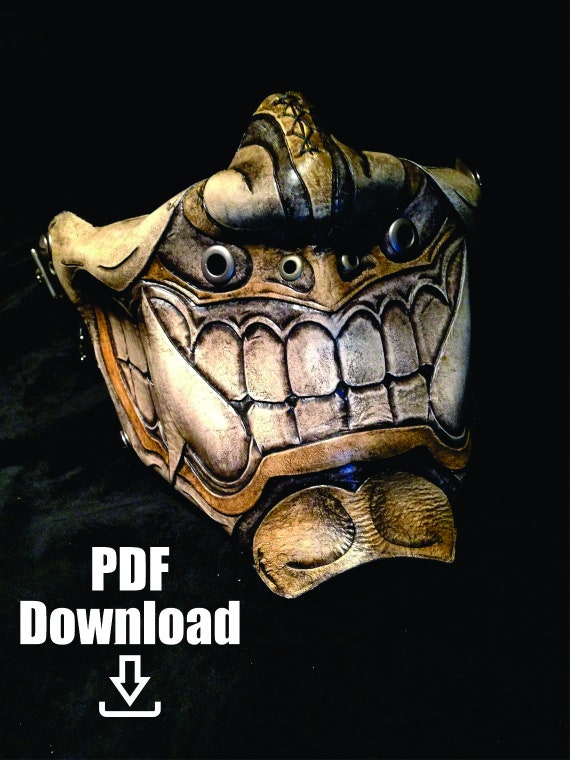 Leather Oni Kabuki mask PDF Template  - Digital Leather Pattern