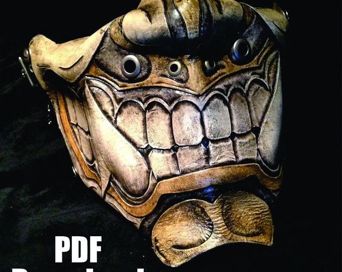 Leather Oni Kabuki mask PDF Template  - Digital Leather Pattern